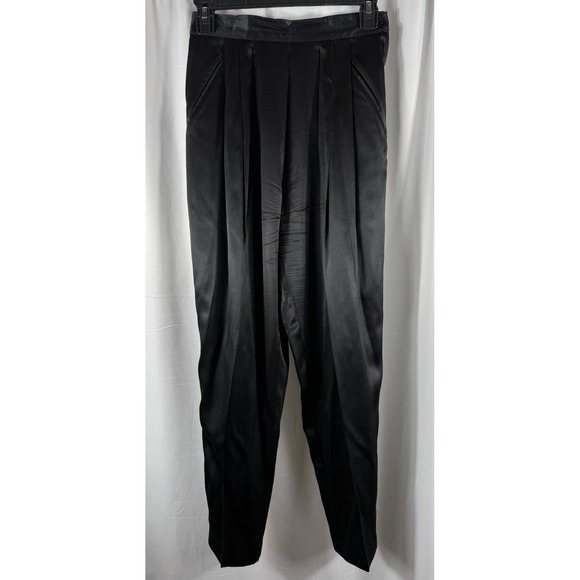 Pappagallo Pants - Pappagallo Vintage Black 100% Silk Pleated Dress Pants High Waist Size 4